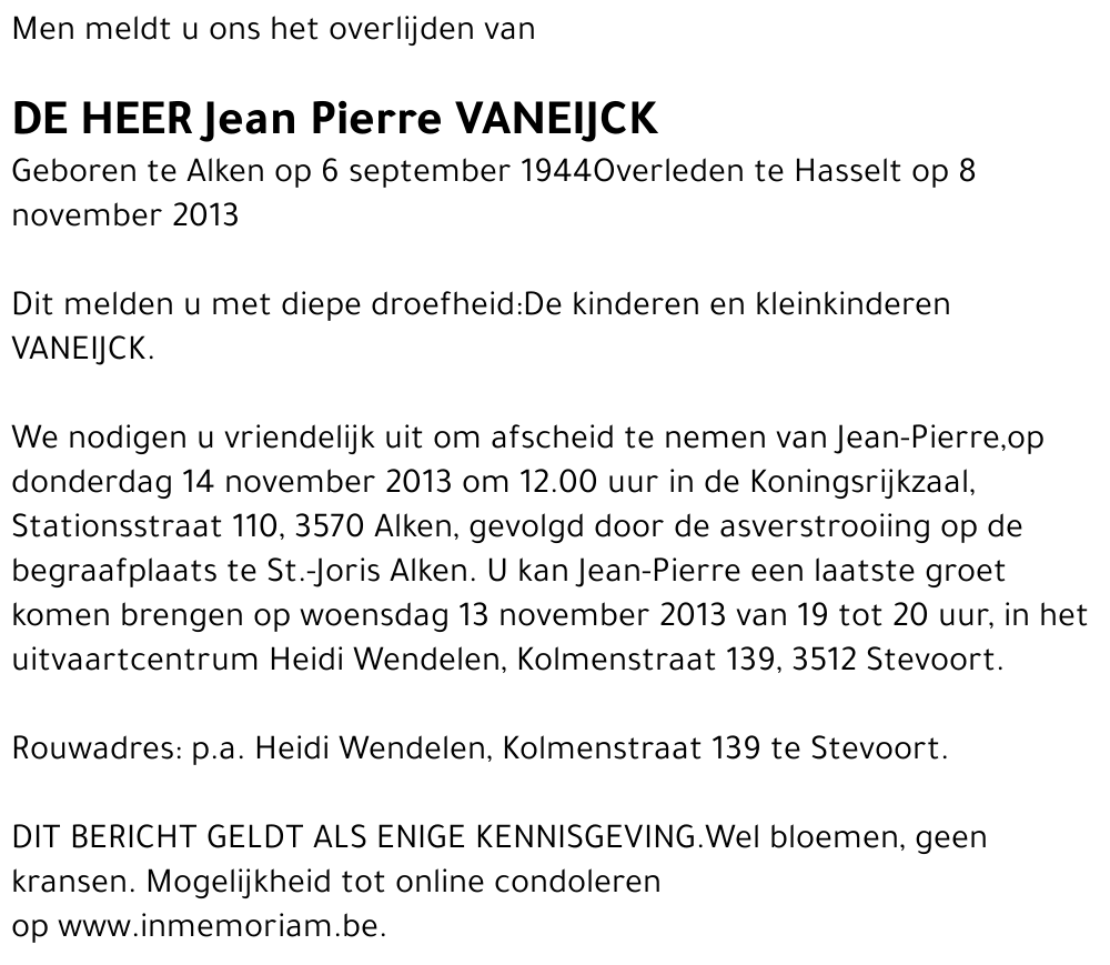 Jean Pierre VANEIJCK