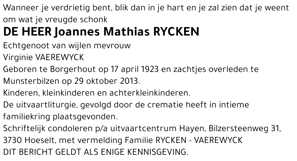 Joannes Mathias RYCKEN