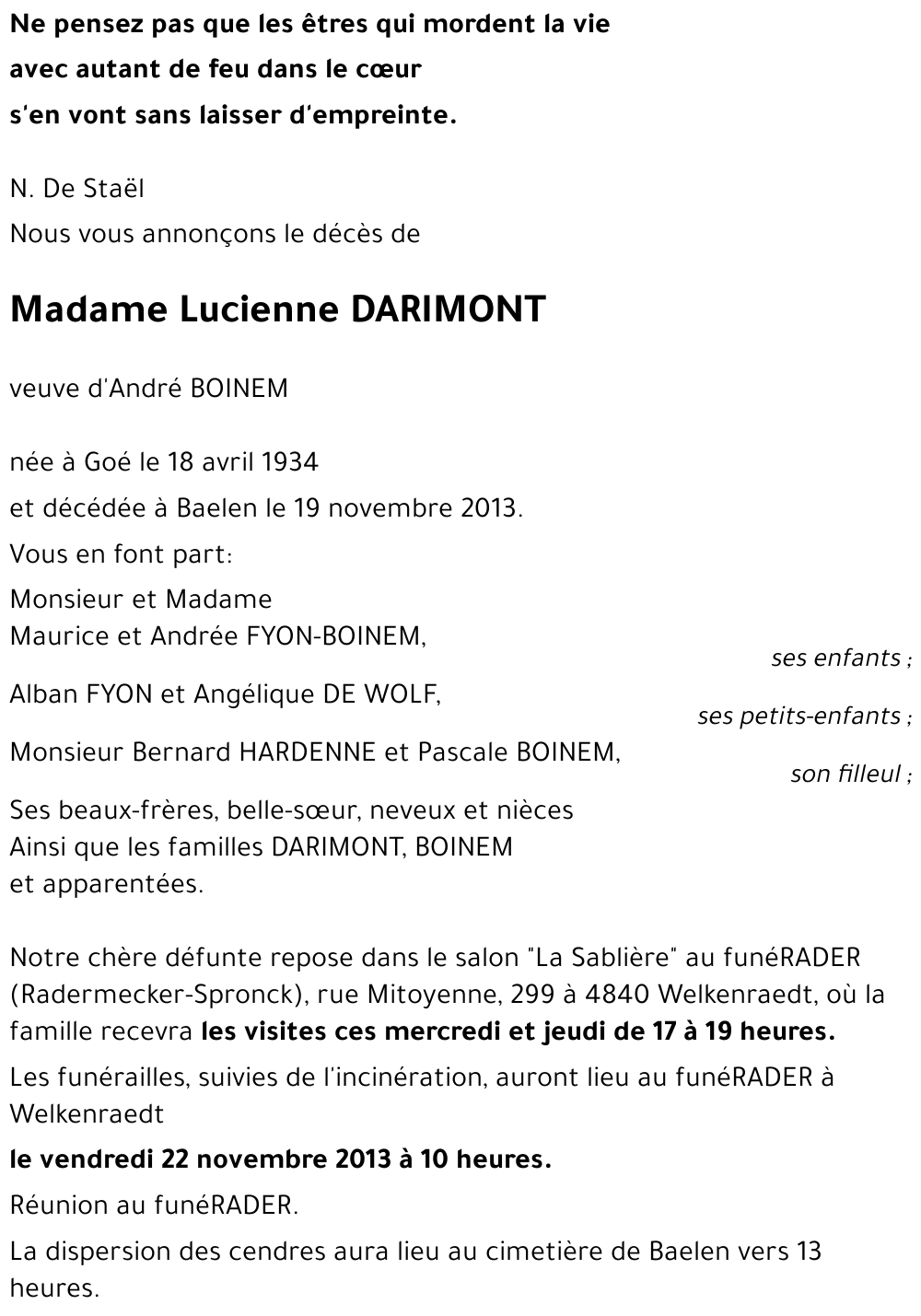 Lucienne DARIMONT