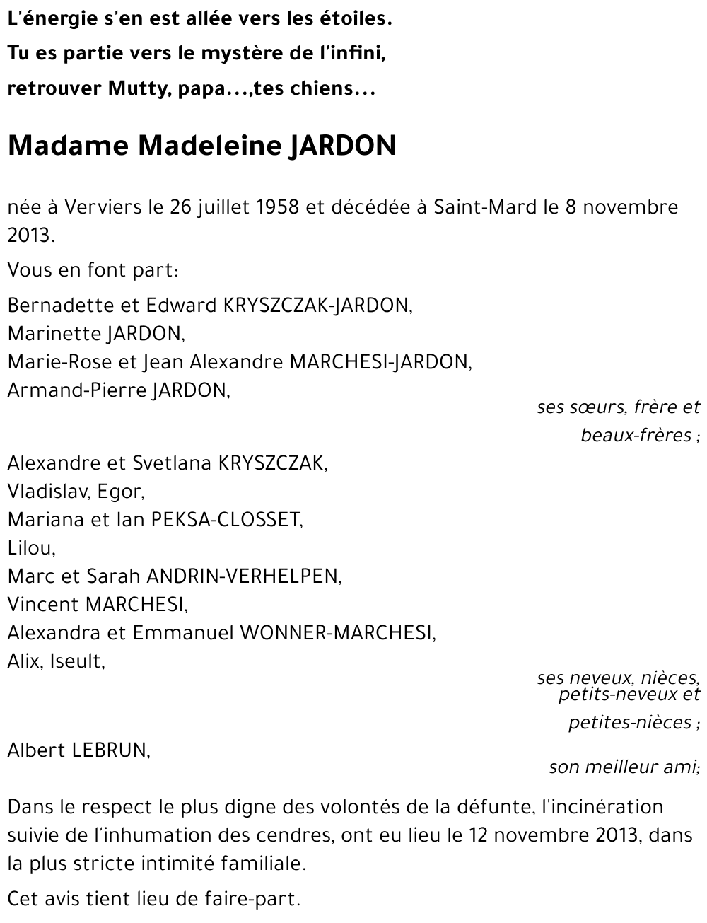 Madeleine JARDON