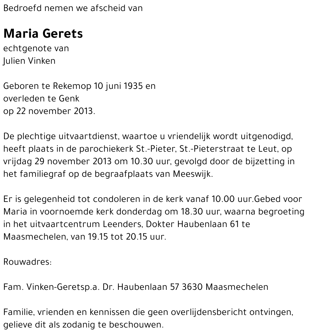 Maria Gerets