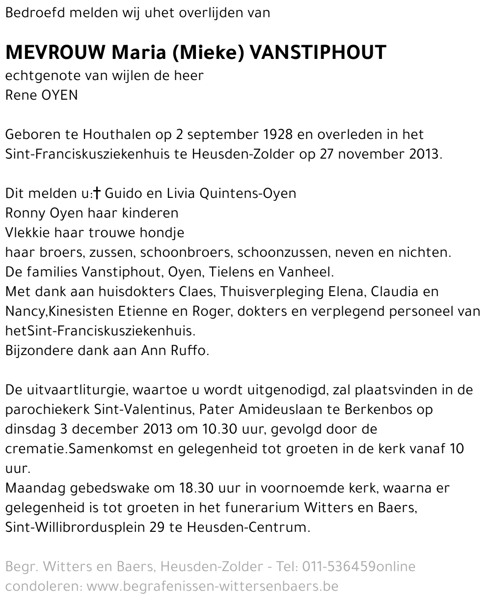 Maria (Mieke) Vanstiphout