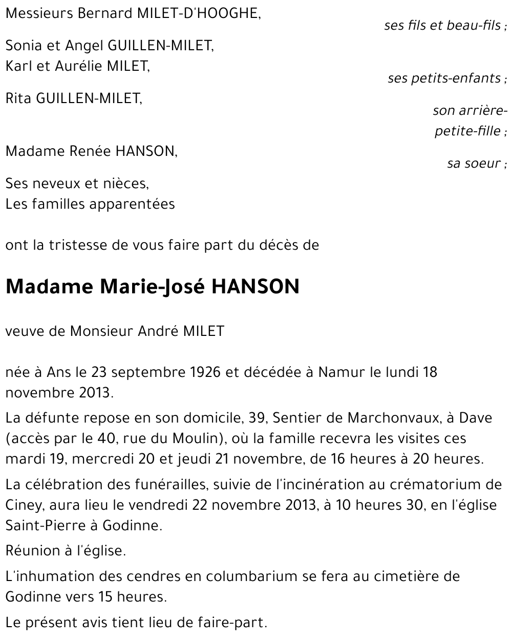 Marie-José HANSON