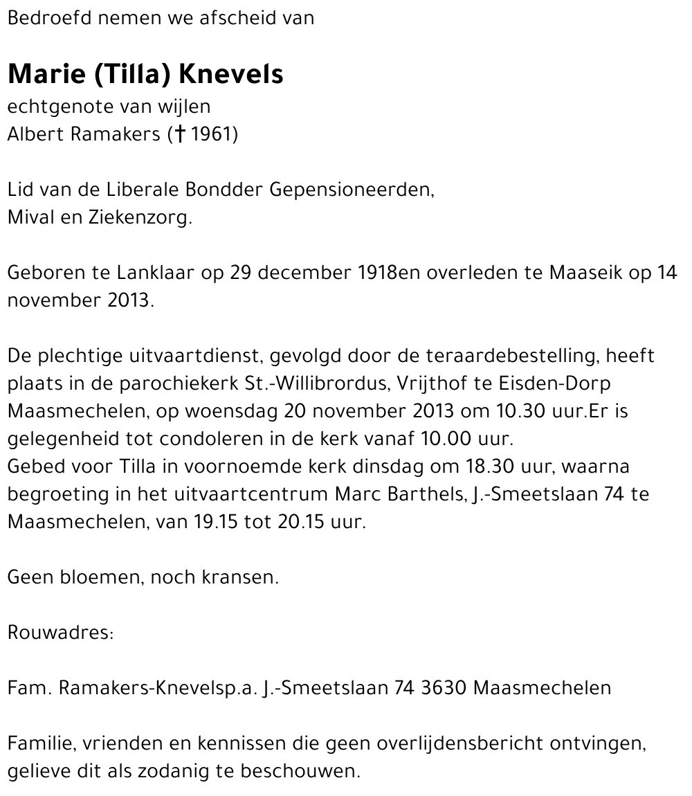 Marie (Tilla) Knevels