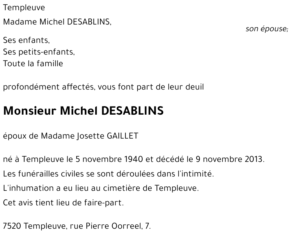 Michel DESABLINS