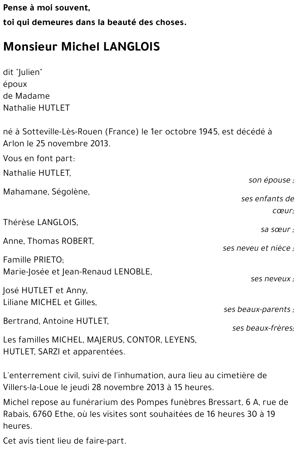 Michel LANGLOIS « dit Julien »