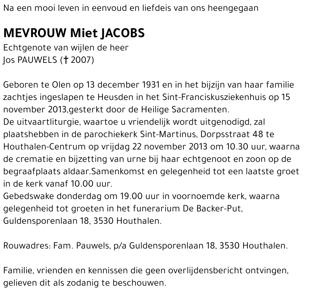 Miet JACOBS