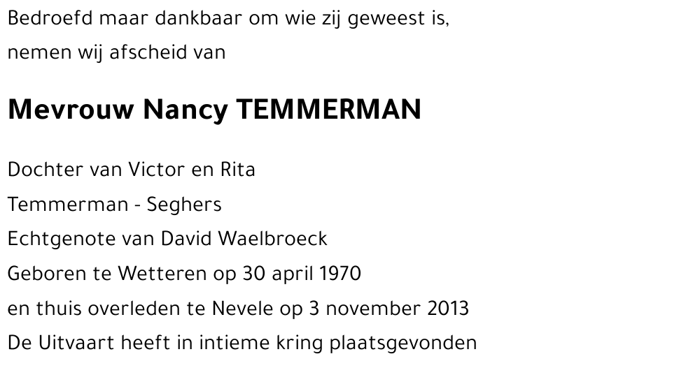 Nancy TEMMERMAN