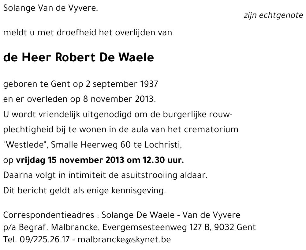 Robert De Waele