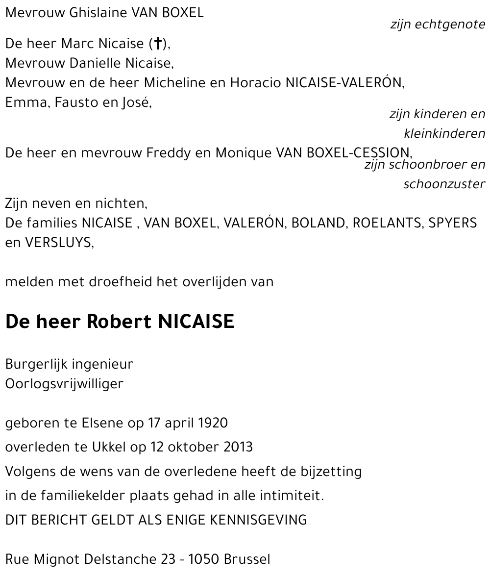 Robert NICAISE