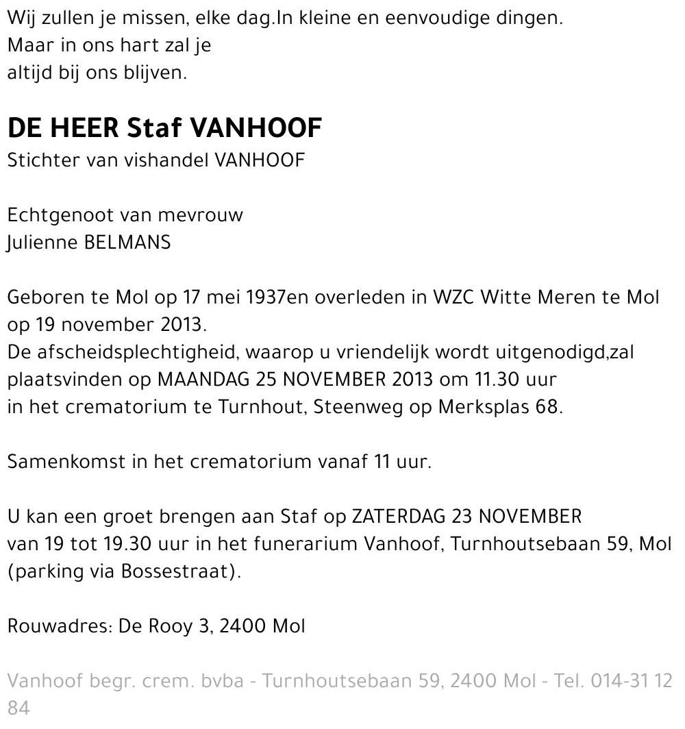 Staf VANHOOF