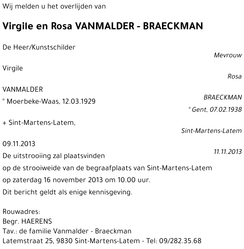 Virgile en Rosa VANMALDER - BRAECKMAN