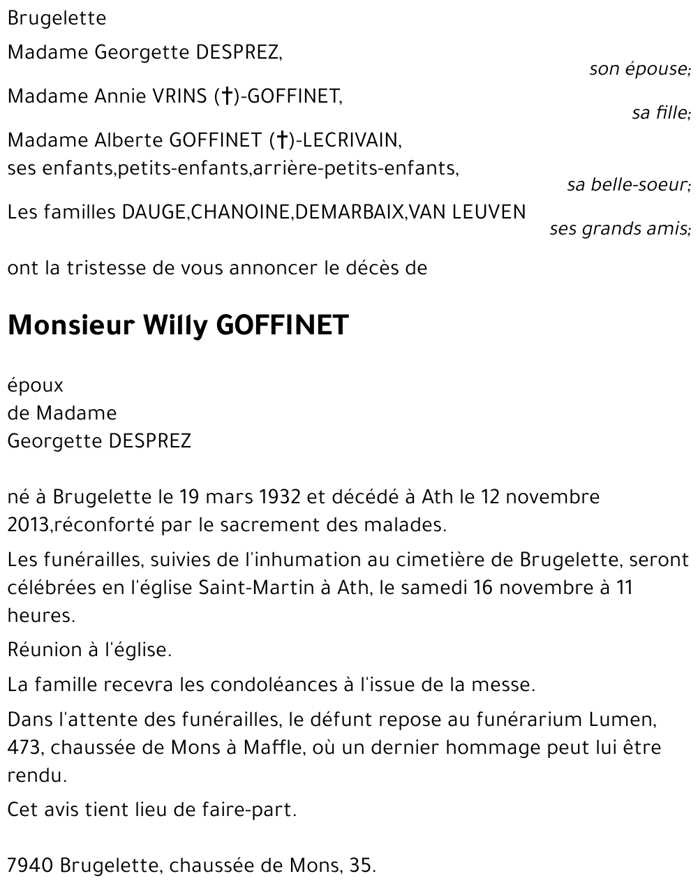 Willy GOFFINET