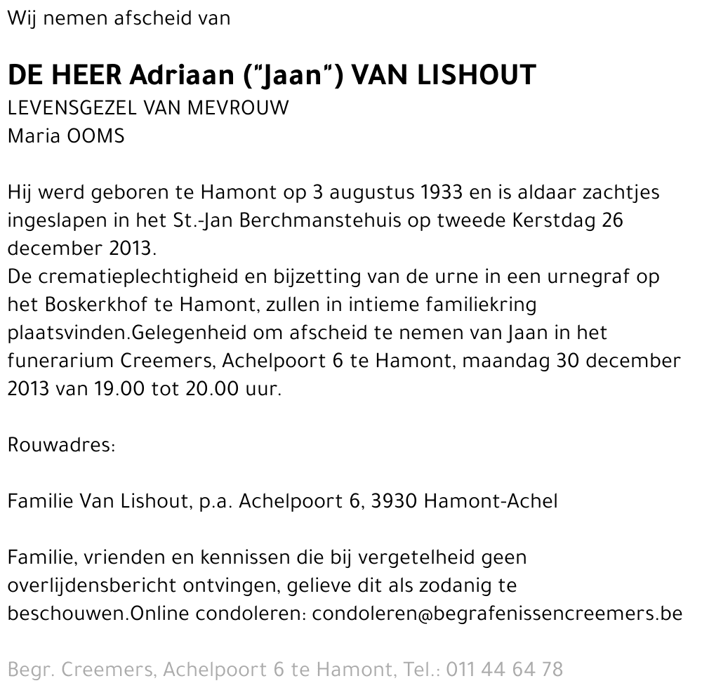 Adriaan Van Lishout