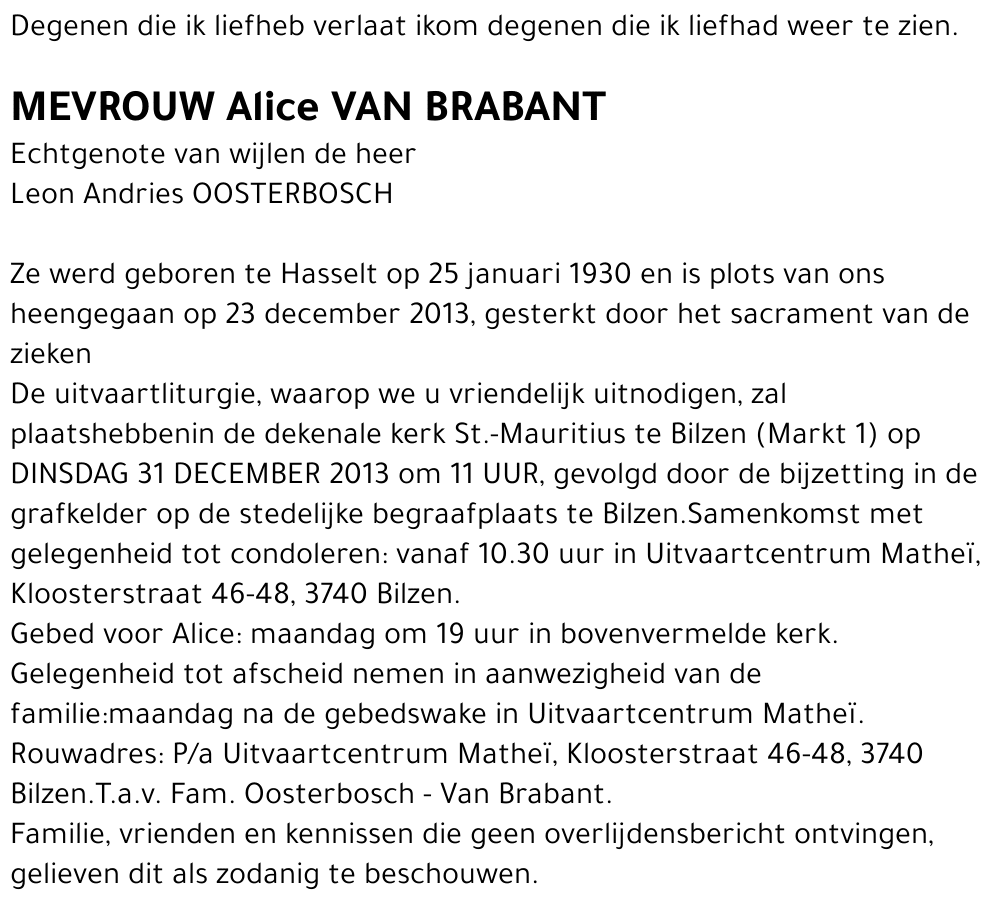 Alice VAN BRABANT