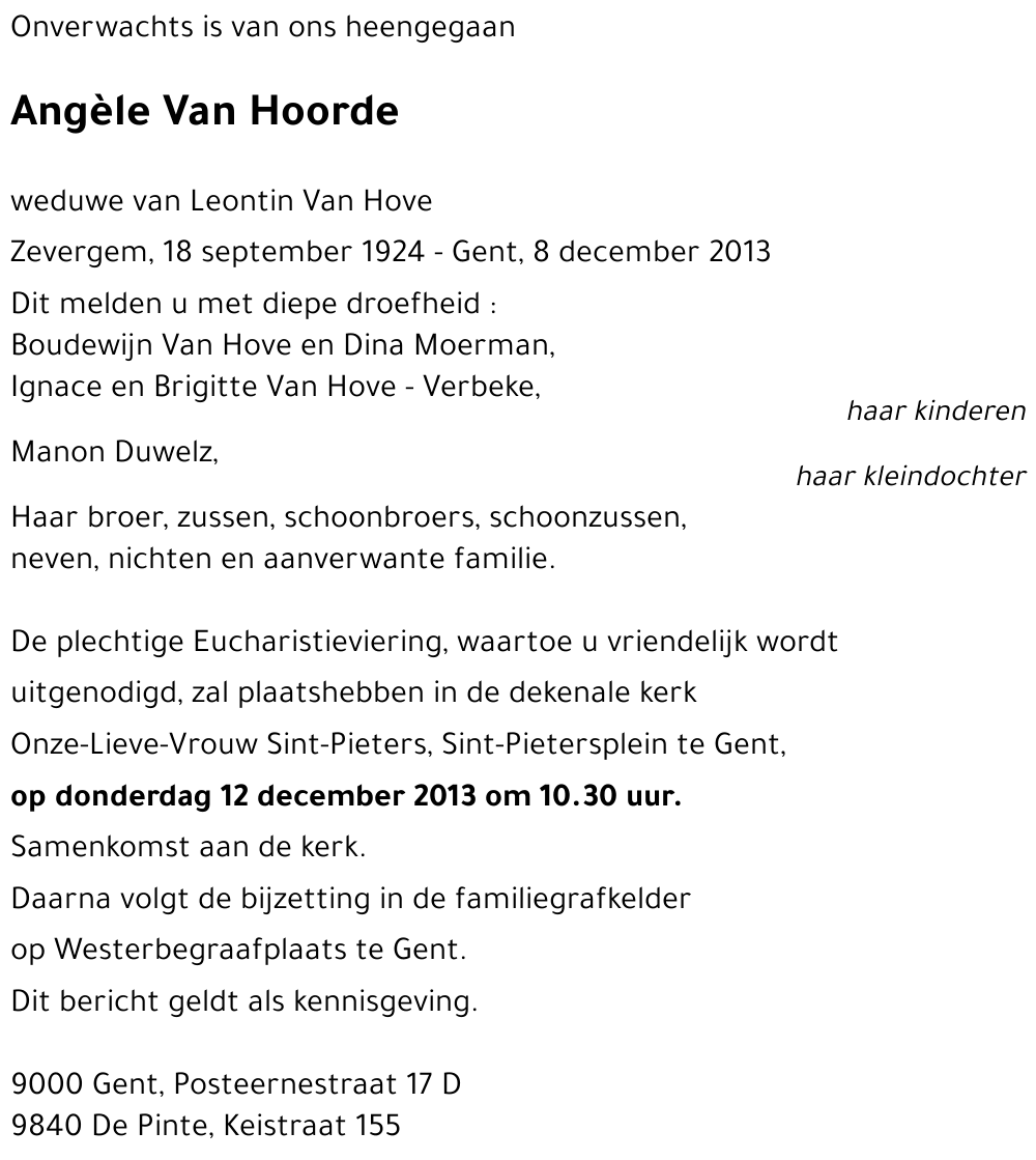 Angèle Van Hoorde