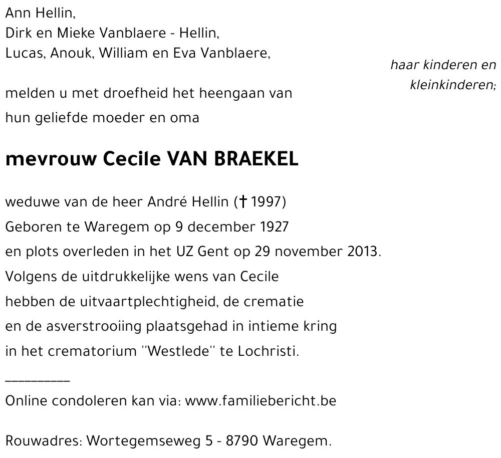 Cecile VAN BRAEKEL