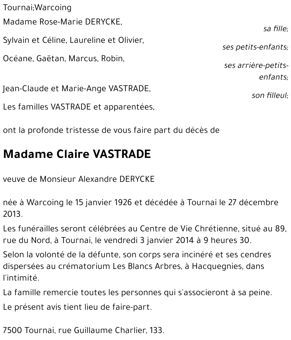 Claire VASTRADE
