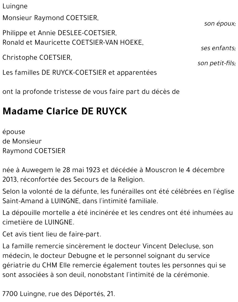 Clarice DE RUYCK