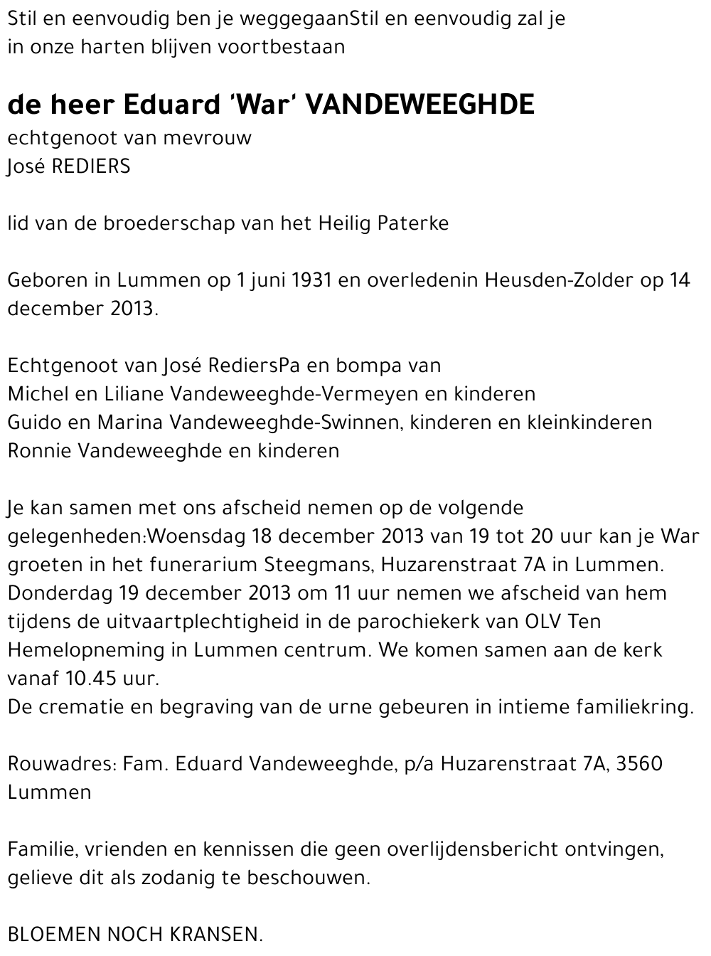 Eduard 'War' Vandeweeghde