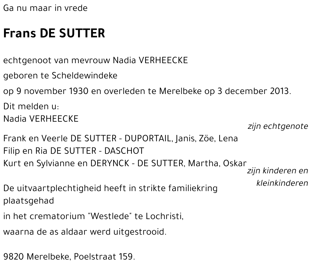 Frans DE SUTTER