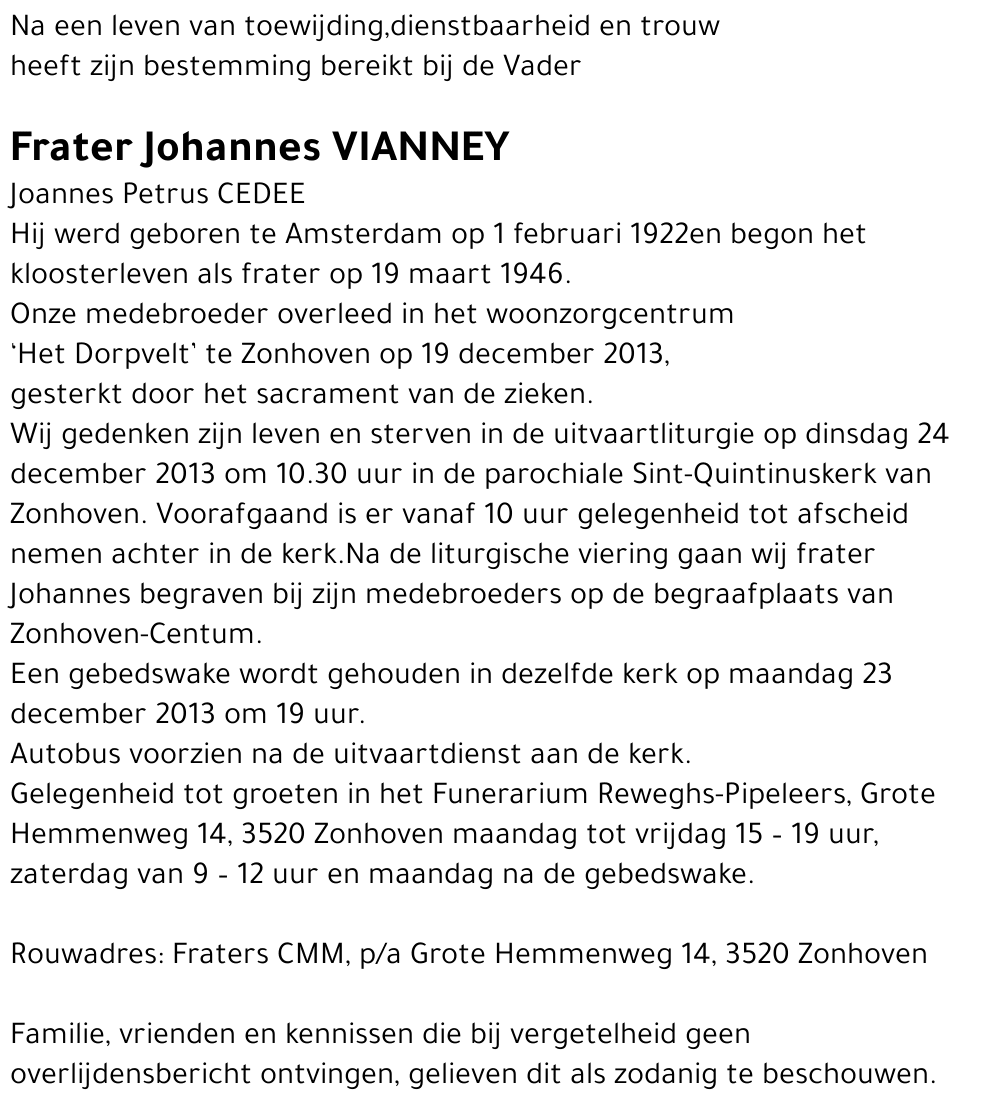 Frater Johannes Vianney