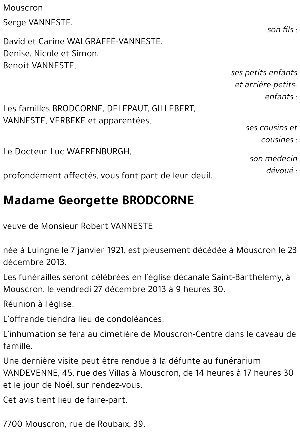 Georgette BRODCORNE