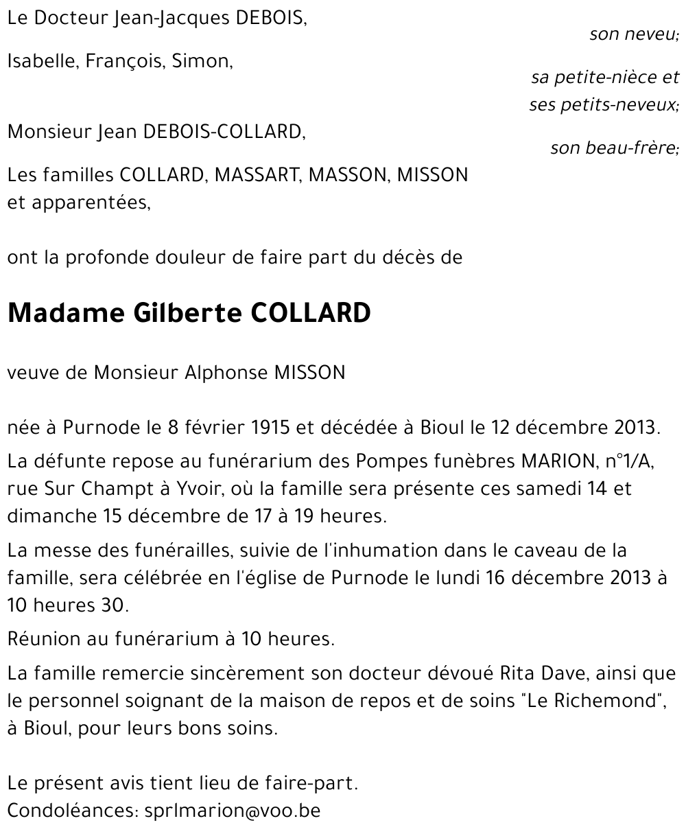 Gilberte COLLARD