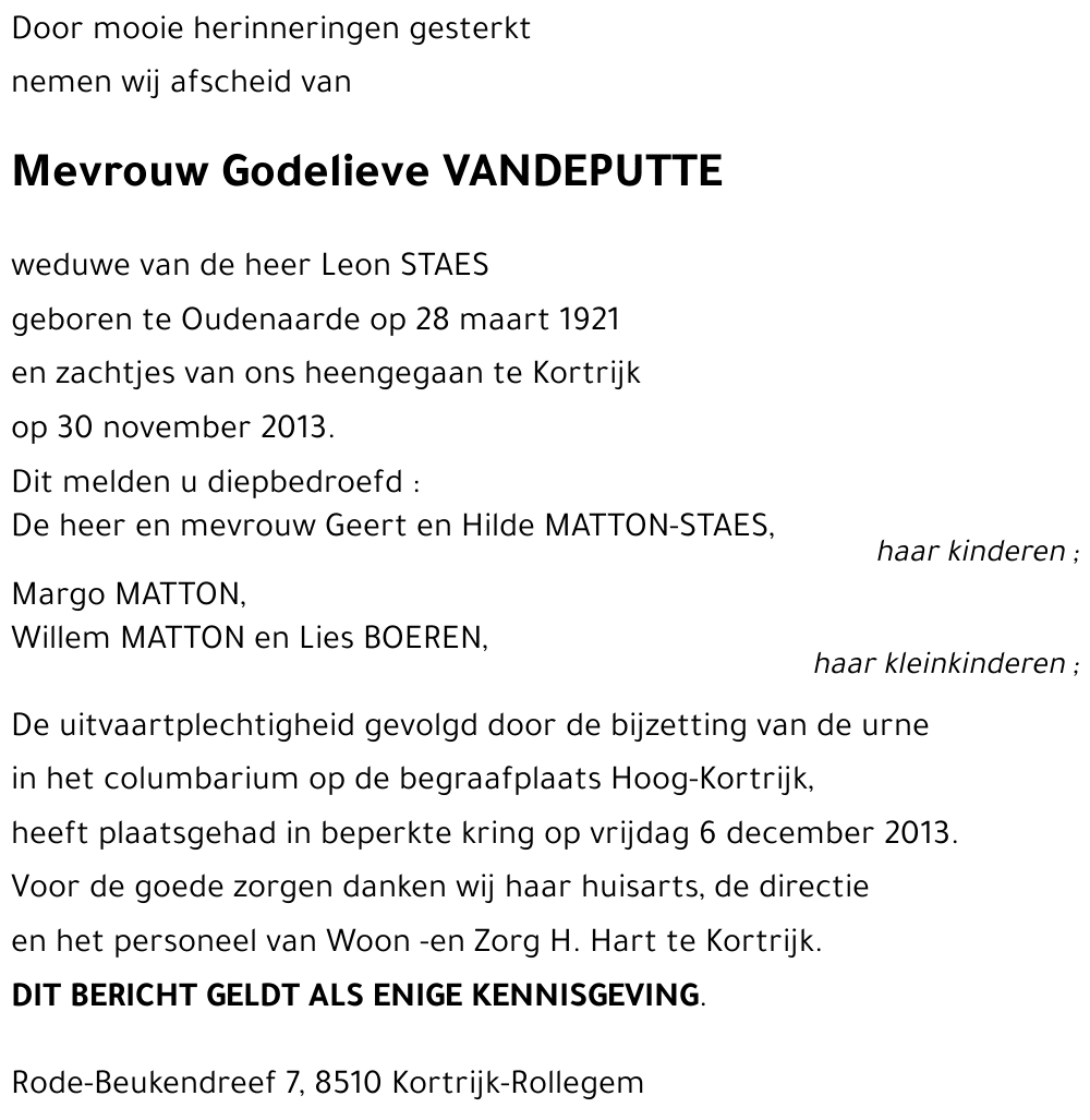 Godelieve VANDEPUTTE