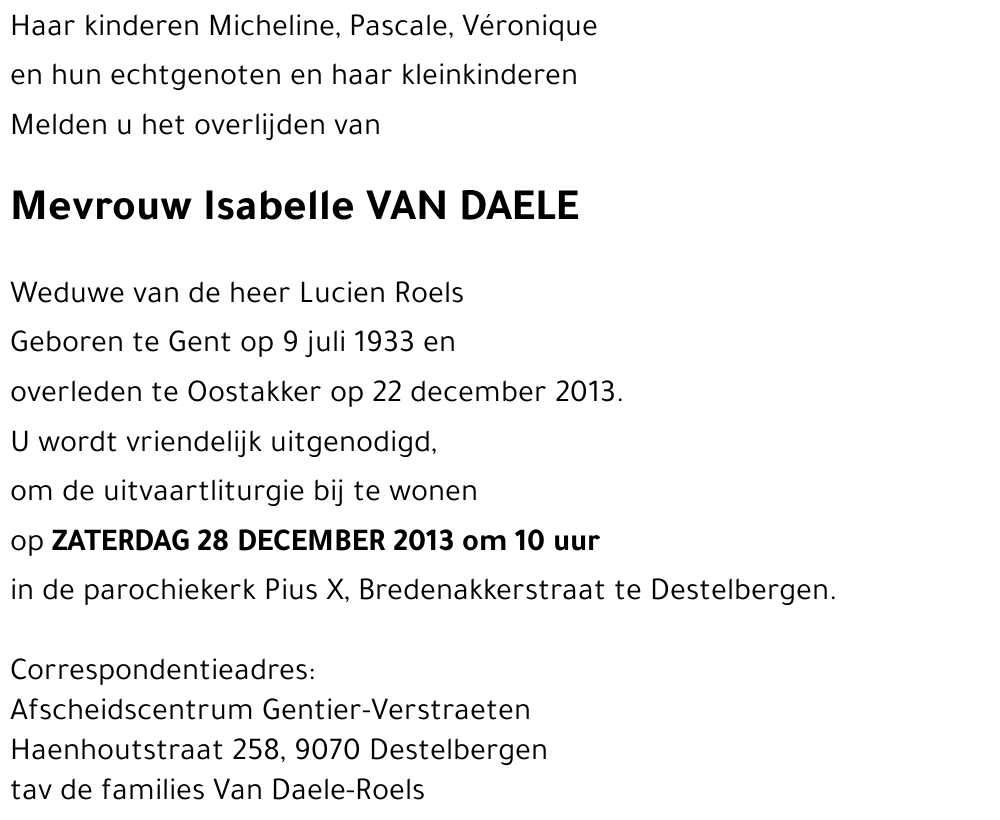 Isabelle VAN DAELE