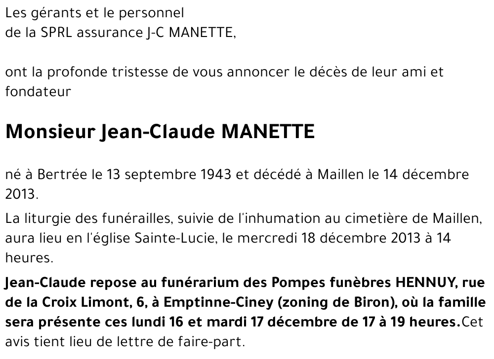 Jean-Claude MANETTE