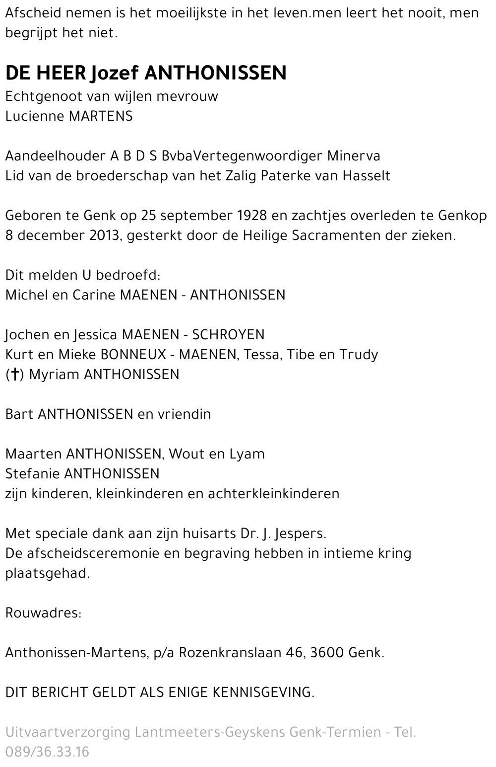 Jozef ANTHONISSEN