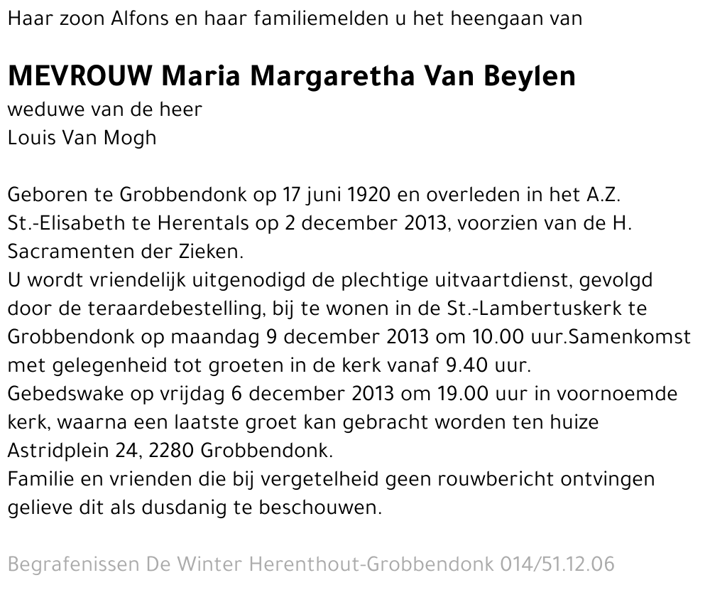 Maria Margaretha Van Beylen