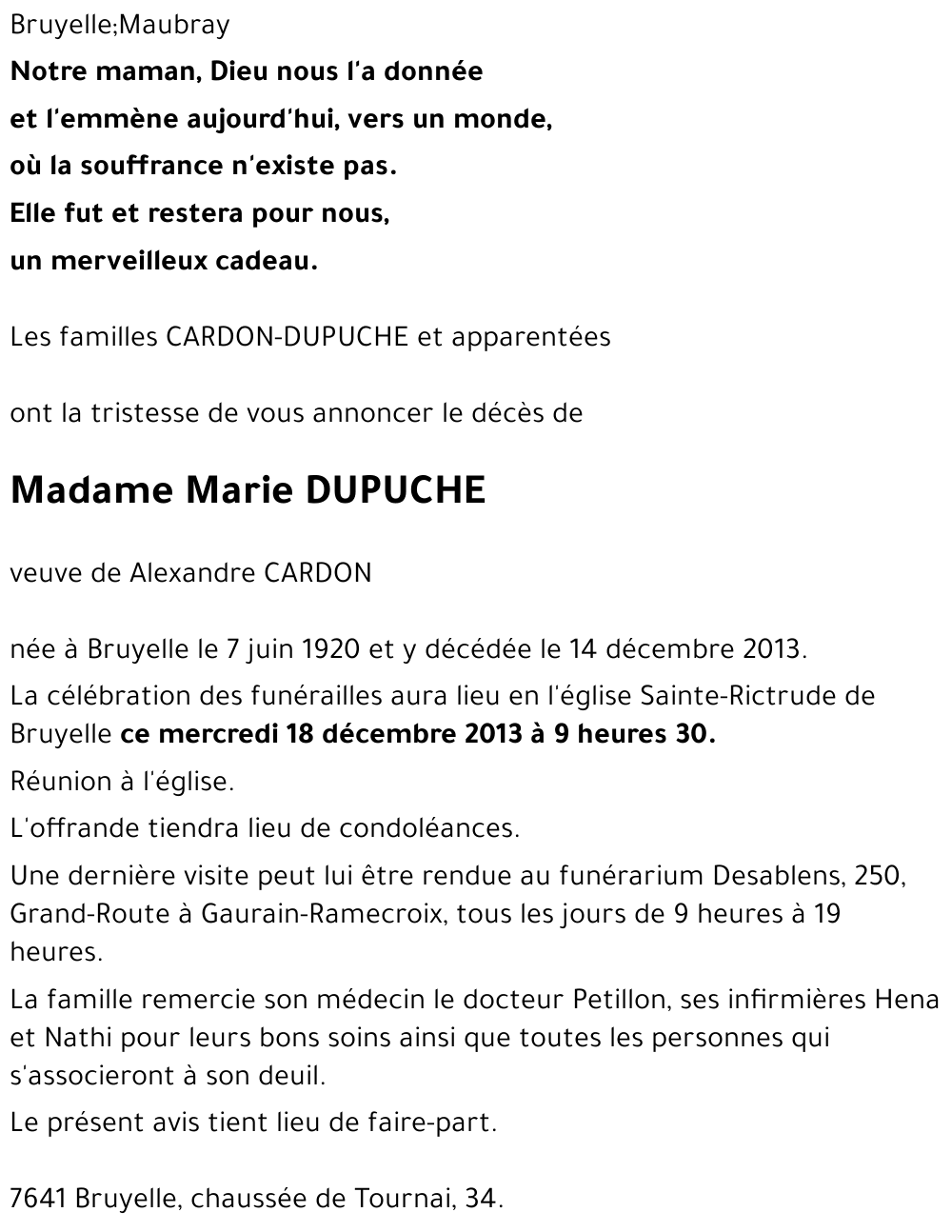 Marie DUPUCHE