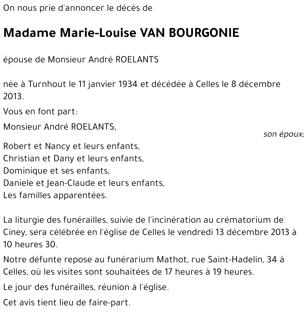 Marie-Louise VAN BOURGONIE