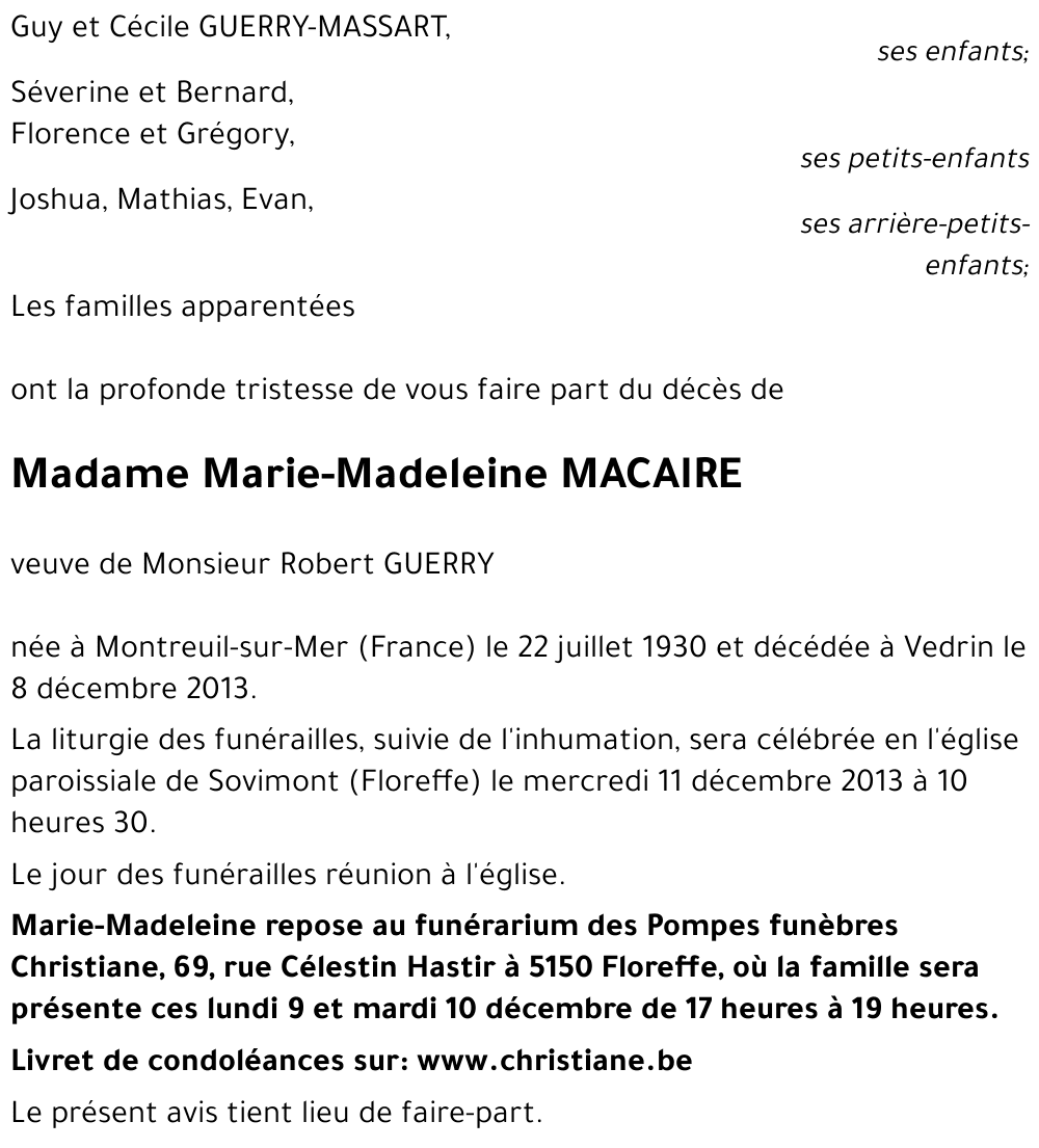 Marie-Madeleine MACAIRE