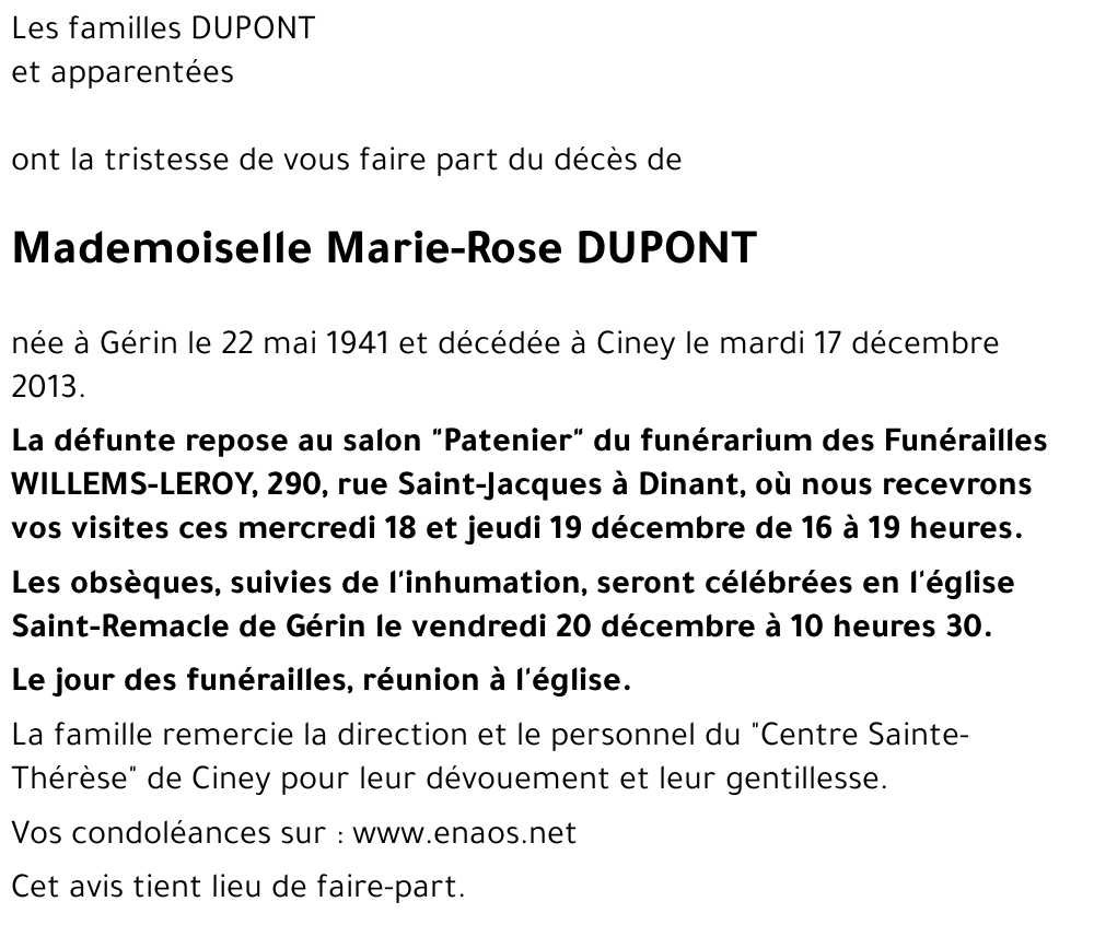 Marie-Rose DUPONT