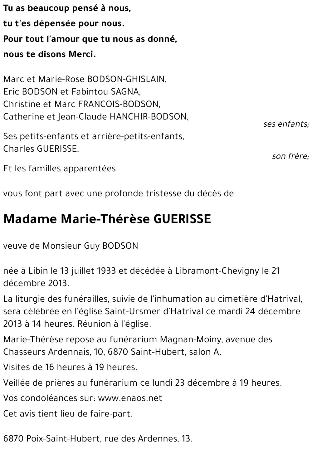 Marie-Thérèse GUERISSE