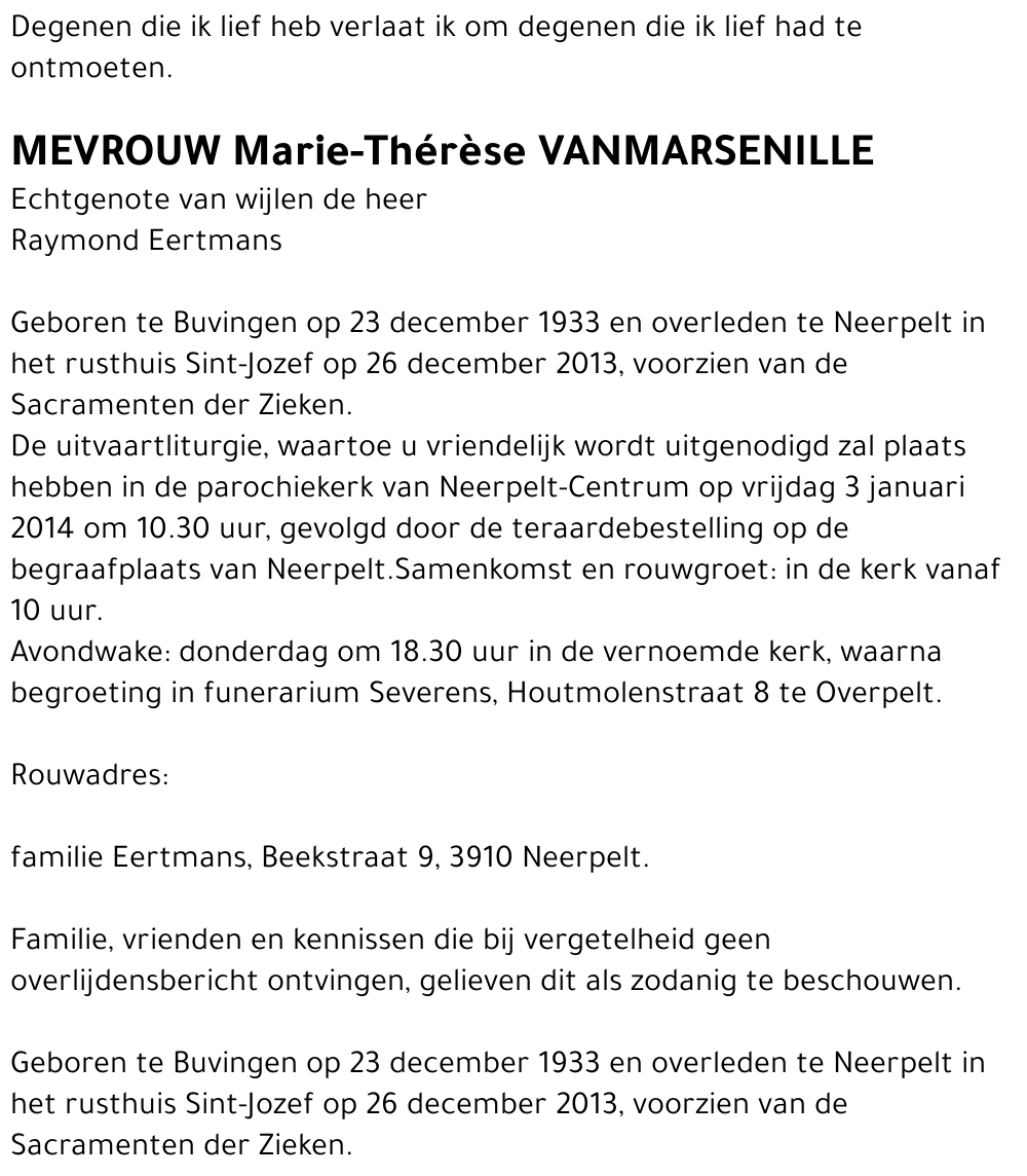 Marie-Thérèse Vanmarsenille