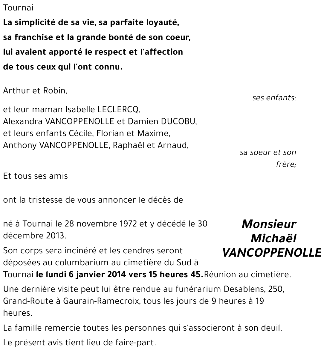 Michaël VANCOPPENOLLE