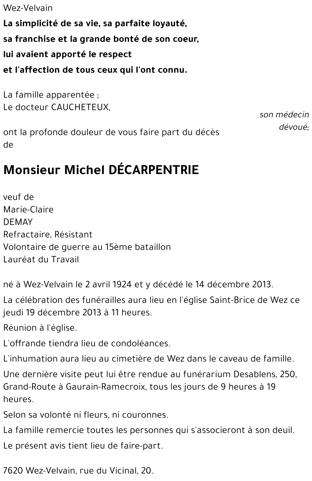 Michel DÉCARPENTRIE