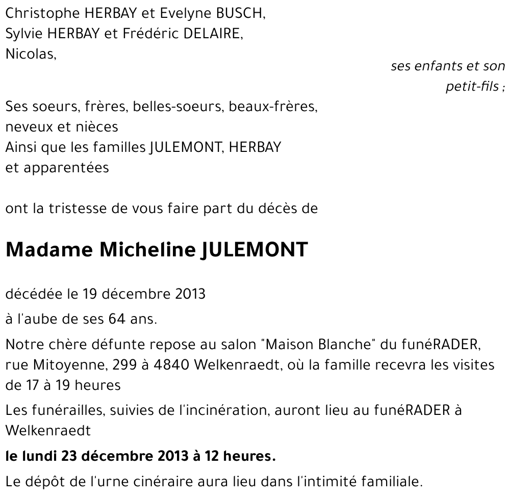 Micheline JULEMONT