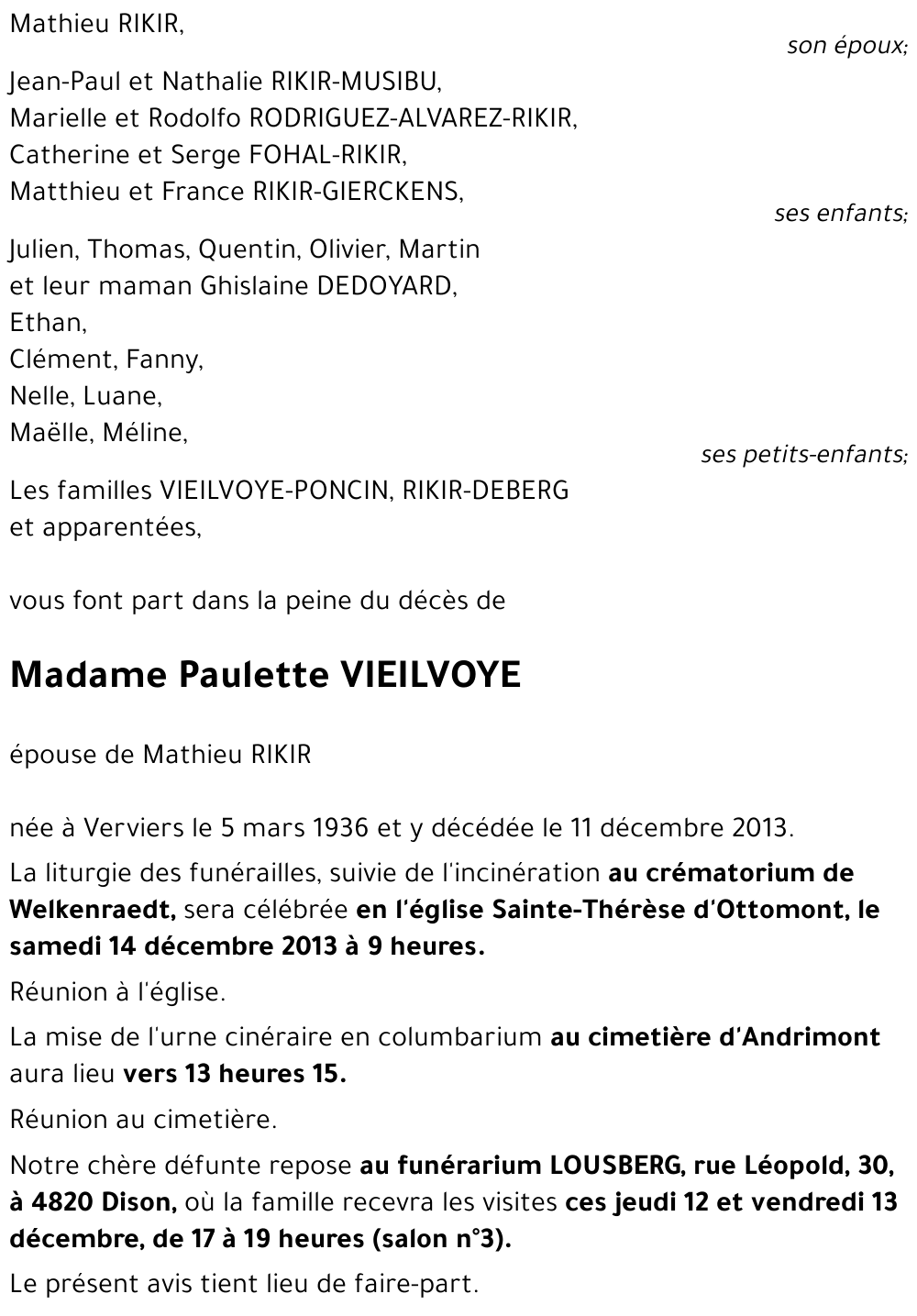 Paulette VIEILLEVOYE