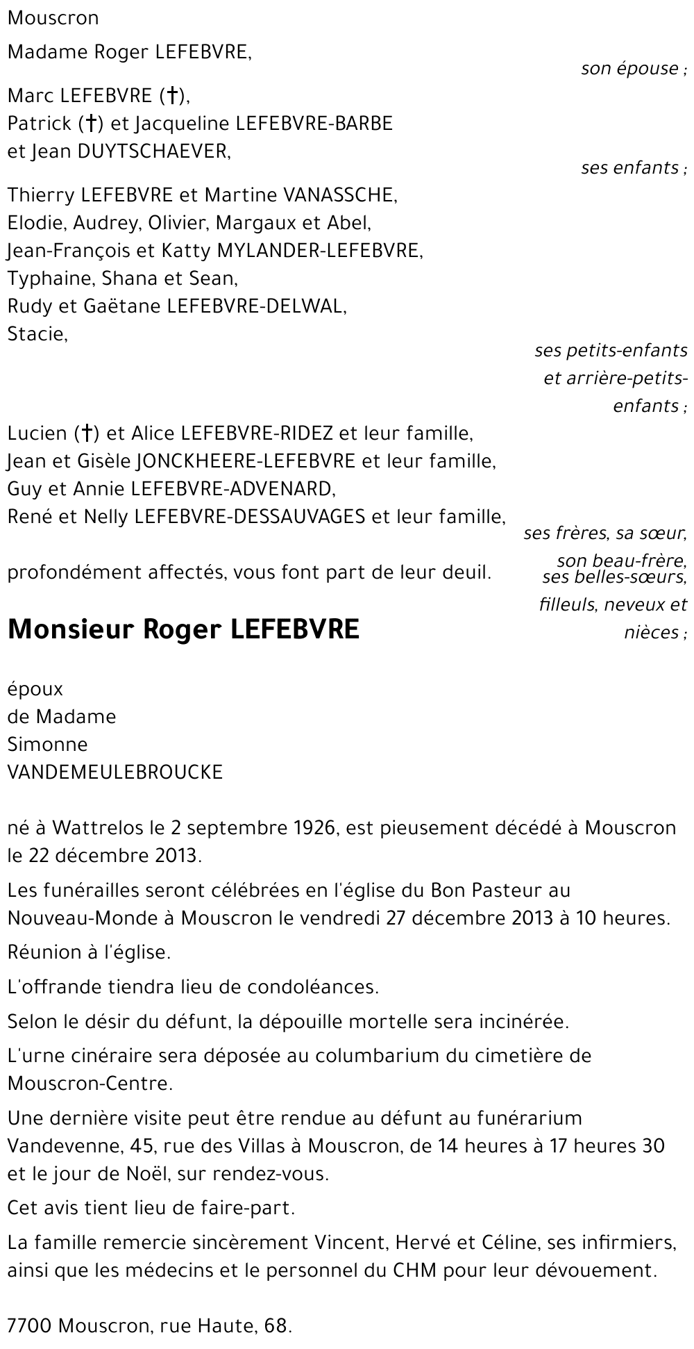 Roger LEFEBVRE