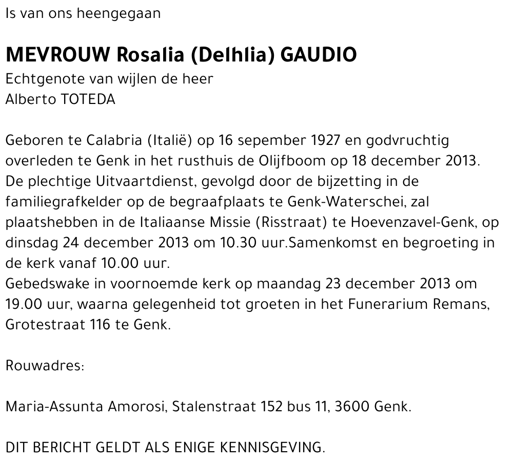 Rosalia (Delhlia) GAUDIO