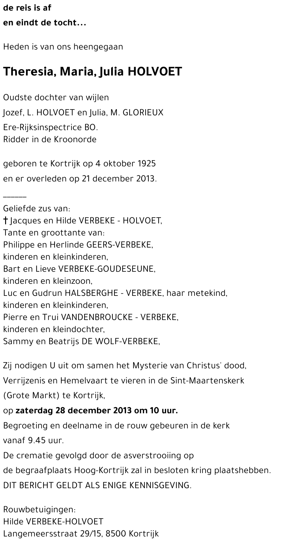 Theresia, Maria, Julia HOLVOET