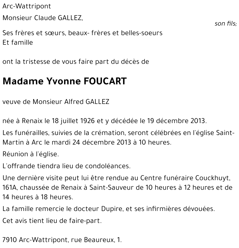 Yvonne Foucart