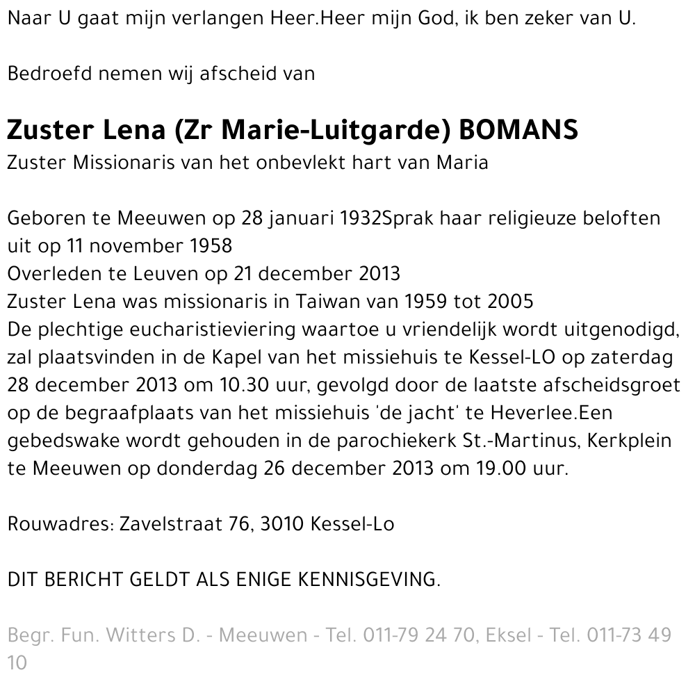 Zuster Lena Bomans