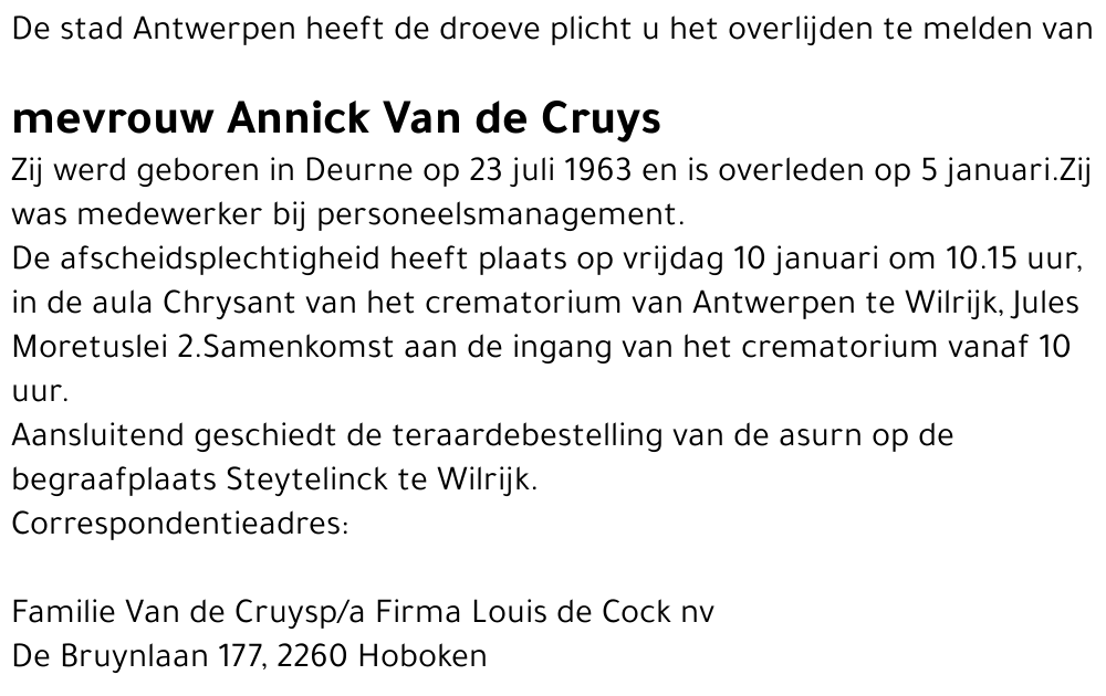 Annick Van de Cruys