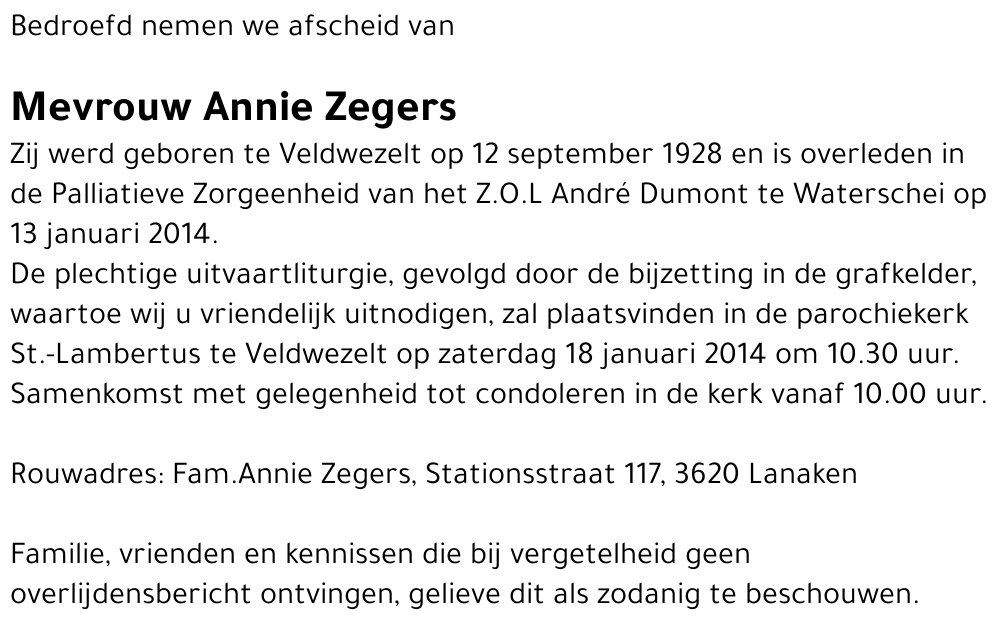 Annie Zegers